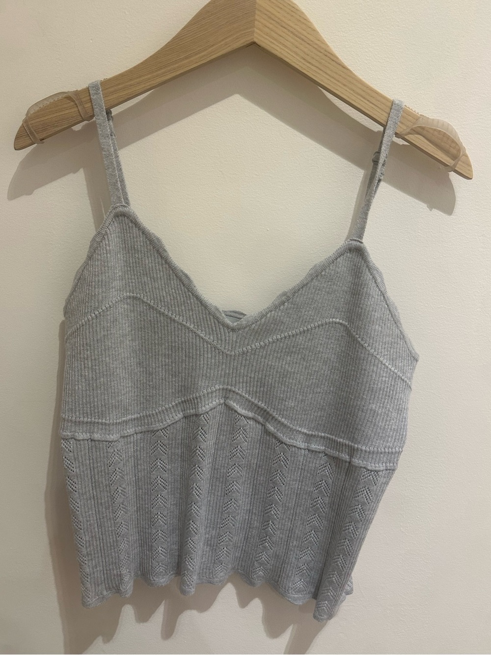 Pink Rose Light Gray Knit Crop Cami Top